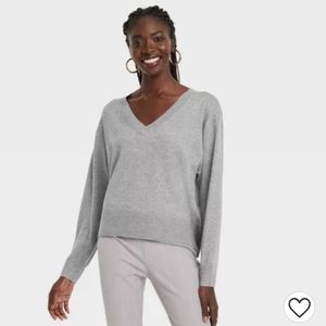 A New Day▪️Grey Lightweight V-Neck Sweater
